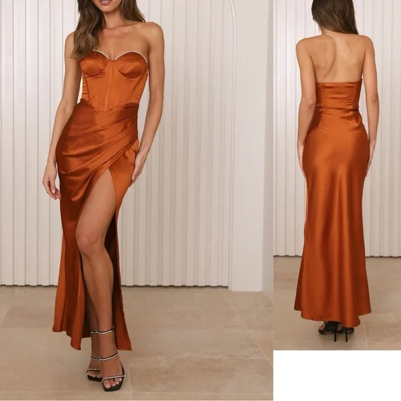 Hello Molly | Dresses | Hello Molly Luxe Prose Maxi Dress In Copper  Bridesmaid Wedding Guest Formal Wear | Poshmark